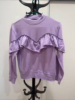Topshop Lavender Ruffle Crewneck Sweatshirt